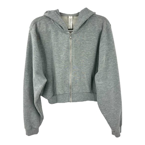ALO YOGA Sweet Escape Zip Up Cropped Hoodie Grey SZ L - Picture 7 of 12